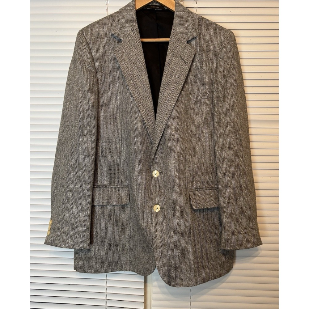 Vintage Imperial By Haggar‎ 42R Mens Sport Coat Blazer Tweed Herringbone Jacket